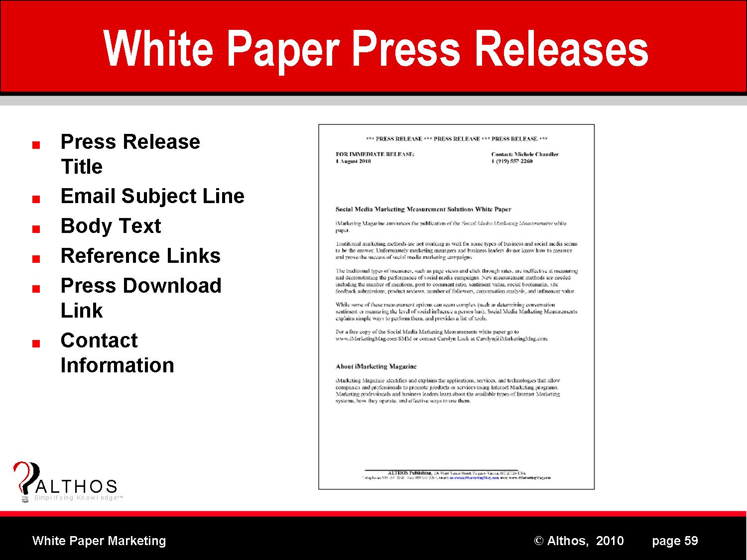 White Paper Press Releases