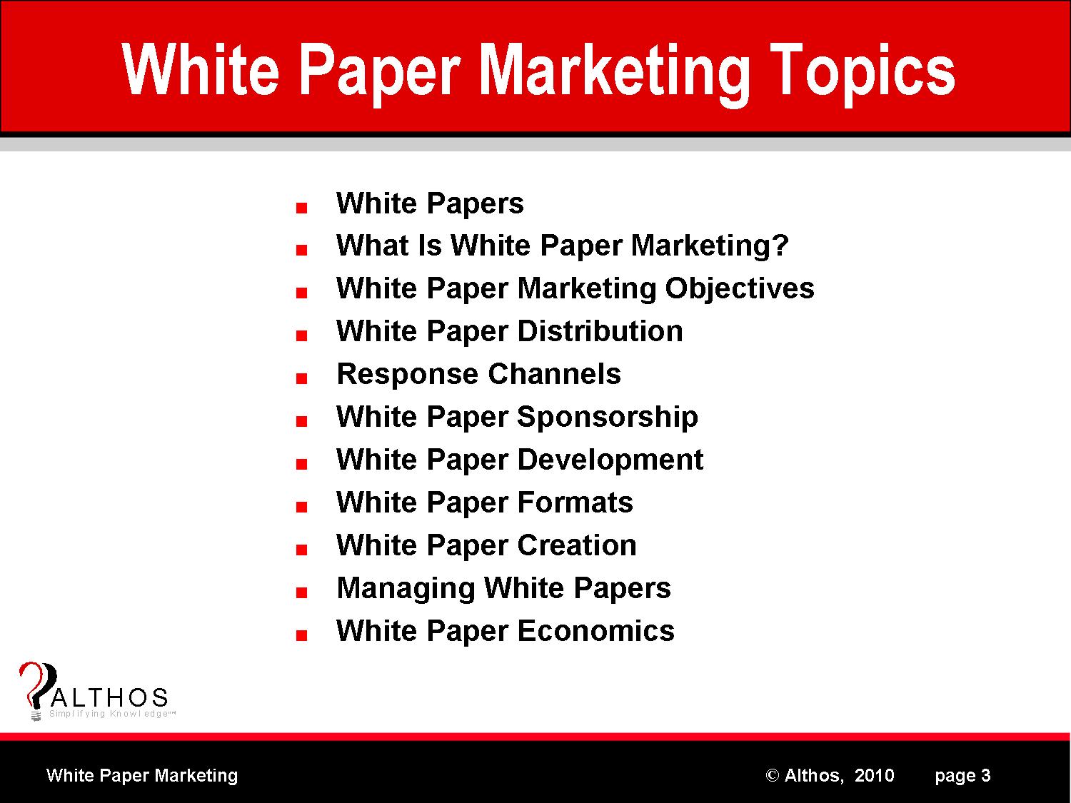 White Paper Marketing Topics