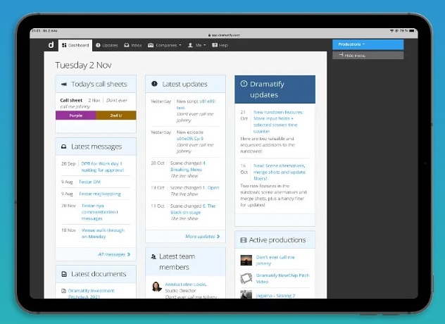 Dramatify Real- Time Production Updates